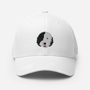 Sheepadoodle hat, 3D puff embroidered unisex baseball hat, sheepadoodle gifts, stretch fit comfy hat for adults.