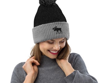 Moose Beanie, Embroidered Unisex Beanie Hat, Womens, Mens Moose