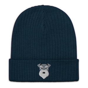 Schnauzer beanie, schnauzer hat, schnauzer hats for women, for men, embroidered unisex Cuffed Beanie, Christmas gifts, Ribbed knit beanie.