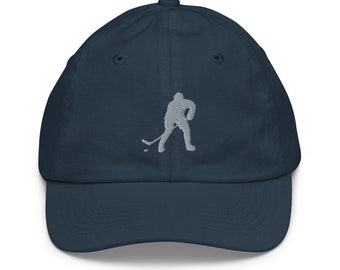 Hockey kids hat, Embroidered Youth baseball cap, 2-10 yr old, hockey gifts for kids.