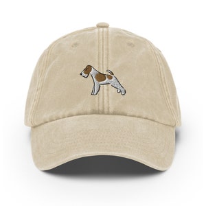Fox Terrier hat, Embroidered vintage hat, Wire Fox Terrier hat, Fox Terrier mom hat, Fox Terrier dad hat, fox terrier gifts.