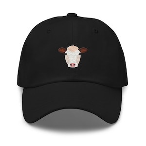 Hereford-Kuhhut, gestickter Unisex-Papa-Hut, Hereford-Kuhgeschenke, farbige Stickerei.