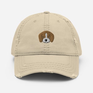 Beagle Hut, gestickte Unisex Mütze, Beagle Hüte für Frauen, für Männer, niedliche Beagle Geschenke für Beagle-Liebhaber, Distressed Dad Hat