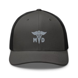 Medical doctor trucker hat, embroidered unisex medical symbol hat, medical student, medical school graduation gifts.