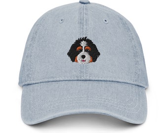 Bernedoodle Denim Hat, Bernedoodle Hat, Bernedoodle Geschenk, bestickter Bernedoodle Hat