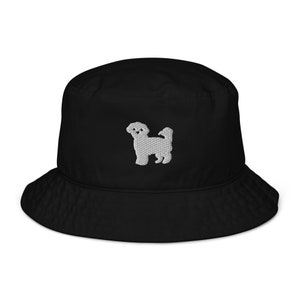 Cappello maltese bianco, cappello da pescatore biologico ricamato, regalo maltese, cappello maltese per mamma e papà, regalo per gli amanti dei maltesi.