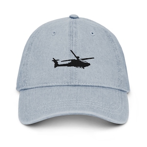 Helicopter hat, embroidered denim hat, Helicopter pilot gift, Helicopter lover hat.