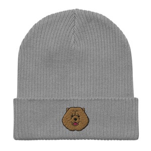 Chow Chow beanie, Embroidered Unisex 100% organic Cotton Ribbed Beanie, for kids and adults, Chow Chow Gifts.