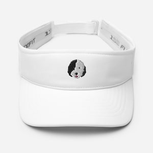 Sheepadoodle Visor, embroidered visor hat, summer hat, cute sheepadoodle gifts for sheepadoodle lovers.