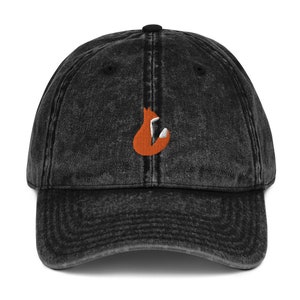 Gorro de zorro, animal del bosque, gorro vintage unisex bordado, regalos de zorro para los amantes de los zorros.