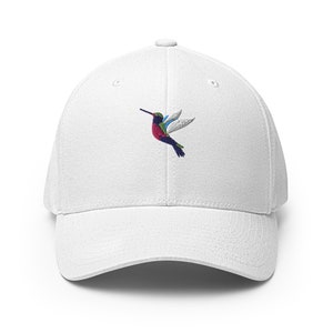 Hummingbird hat, embroidered unisex structured hat, hummingbird gift, hummingbird lover hat, hummingbird hats for women and men.