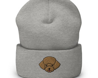 Gorro de caniche, gorro de caniche bordado con puños, regalo de caniche, gorro de caniche para mamá, gorro de caniche para papá, cumpleaños, regalo de Navidad.