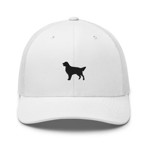 Black Flat coated retriever trucker hat, embroidered unisex hat, flat coated retriever gift, dog mom dad hat.