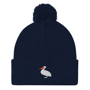 Pelikan Mütze, gestickte Unisex Pom-Pom Mütze, Pelikan Hüte für Erwachsene, Pelikan Geschenke für Frauen und Männer.