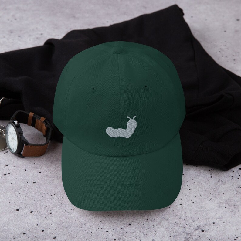 Caterpillar hat, caterpillar hats for men, for women, embroidered unisex caterpillar cap, gray embroidery.