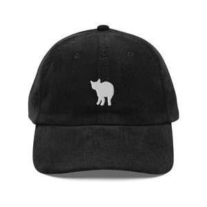 Corduroy manx cat hat, embroidered unisex corduroy hat, manx gifts.
