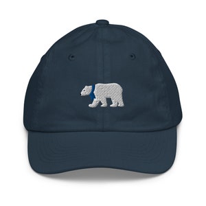 Polar Bear kids hat, Embroidered Youth baseball cap, 2-10 yr old, polar bear gifts for kids.
