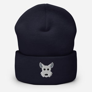 Westie beanie, kawaii westie beanie, embroidered beanie, west highland white terrier beanie, westie gifts.