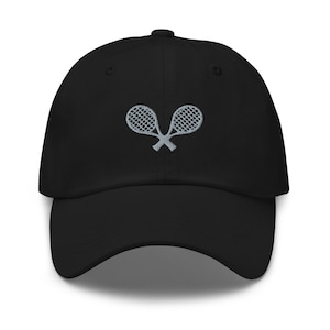Tennis hat, crossed tennis racket hat, tennis racquets hat, embroidered unisex baseball hat, tennis gifts for team coach players.