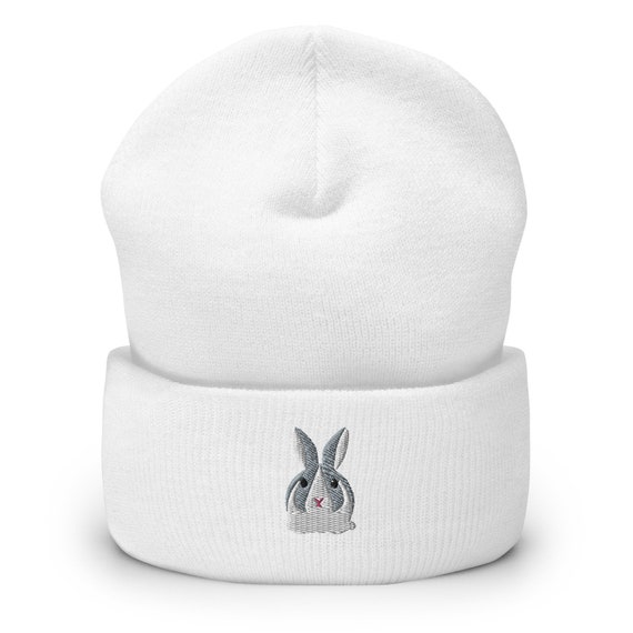 Dutch Rabbit Beanie, Embroidered Unisex Cuffed Beanie, Dutch
