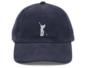 Golf corduroy hat, embroidered unisex hat, golf gifts for men.