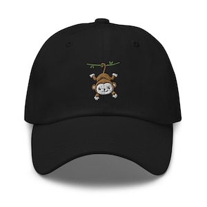 Monkey hat, kawaii monkey, embroidered unisex baseball hat, monkey gifts.