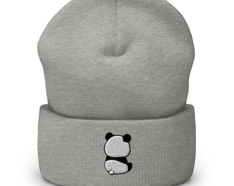 Panda beanie, kawaii panda beanie, haftowana czapka beanie, panda back, nie dzisiaj, zabawna panda beanie hat