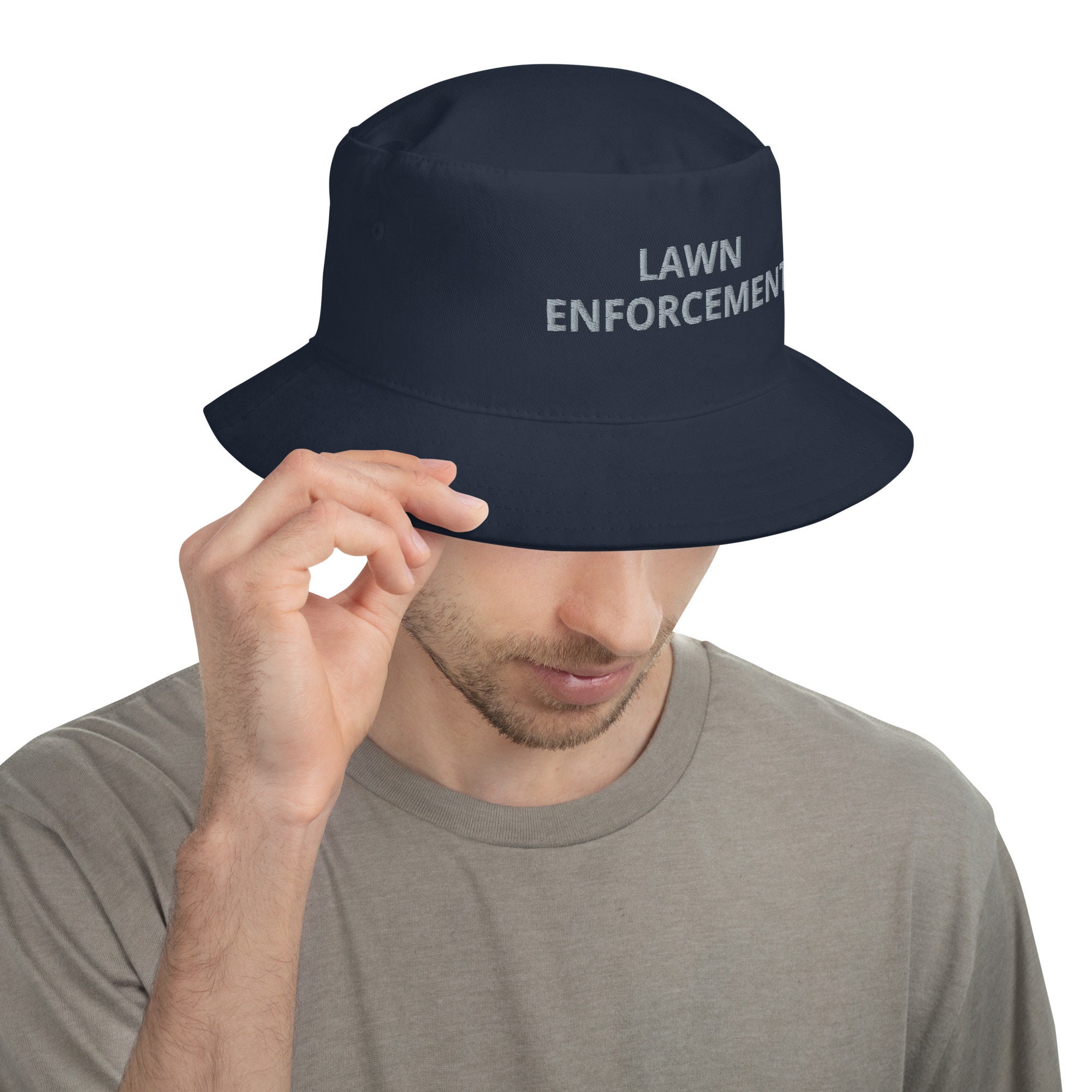Lawn Enforcement Hat, Embroidered Bucket Hat, Gardening Hat, Lawn Mower Hat, Gift for Dad, Dad Hat, Bucket Hat