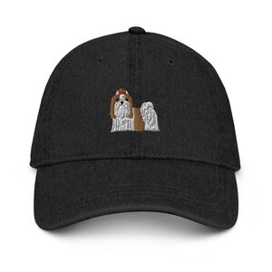 Shih tzu hat, embroidered unisex denim hat, cute kawaii shih tzu hat, shih tzu whole body, shih tzu gift.