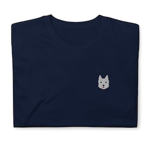 Westie shirt, embroidered Short-Sleeve Unisex T-Shirt, West Highland Terrier shirt, west highland terrier gifts, design 3.