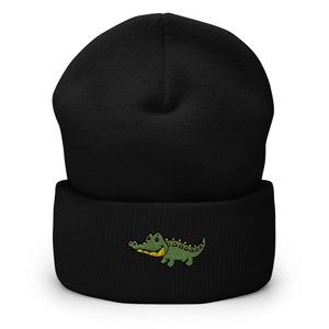 Krokodil Mütze, kawaii Krokodil Mütze für Kinder und Erwachsene, bestickte unisex Beanie mit Cuffed, Einheitsgröße.