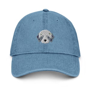 Aussiedoodle hat, embroidered aussiedoodle hat, aussiedoodle gift, unisex Denim Hat, dog mom dog dad hat. image 7