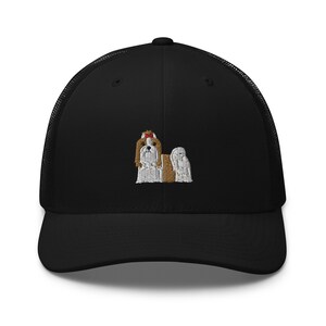 Shih tzu trucker hat, embroidered unisex hat, cute kawaii shih tzu hat, shih tzu whole body, shih tzu gift.