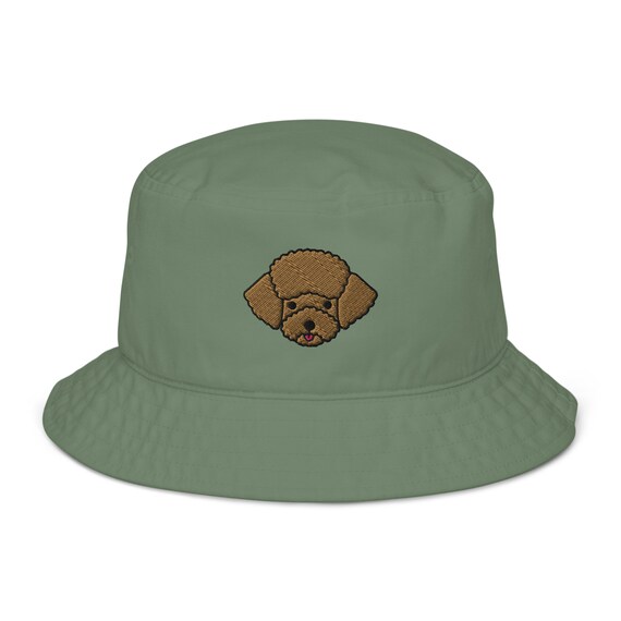 Poodle Hat, Embroidered Poodle Organic Bucket Hat, Poodle 