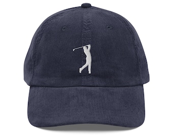 Golf corduroy hat, golf player hat, golf gifts for men, embroidered corduroy Hat, golf hats for men, Christmas gift.