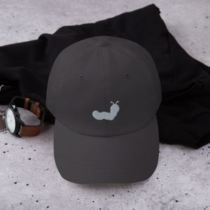 Caterpillar hat, caterpillar hats for men, for women, embroidered unisex caterpillar cap, gray embroidery.