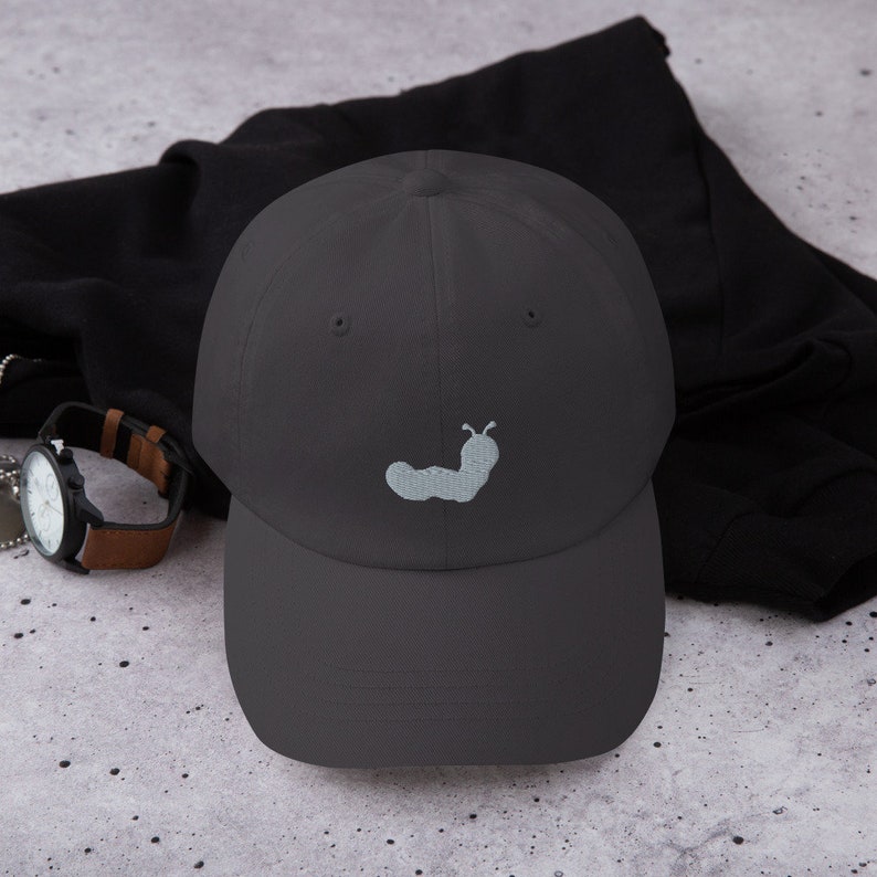 Caterpillar hat, caterpillar hats for men, for women, embroidered unisex caterpillar cap, gray embroidery.