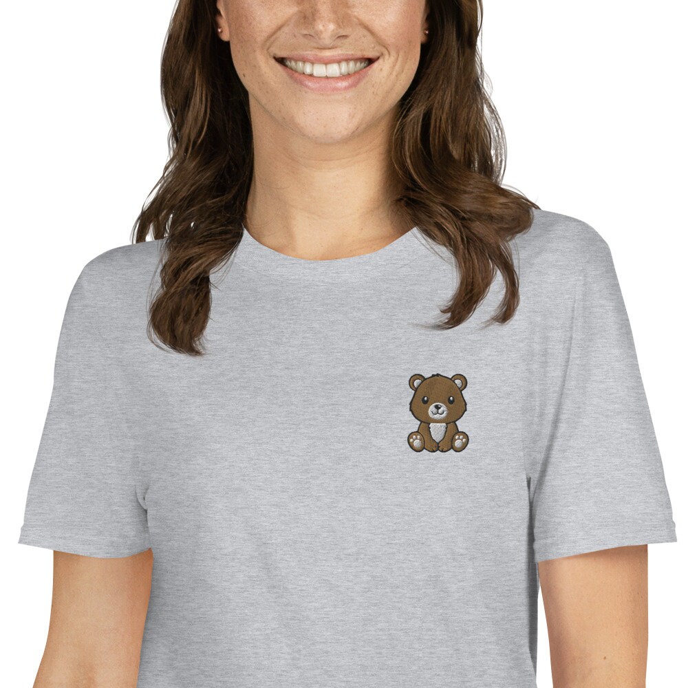 Bear Shirt, Embroidered Short-sleeve Unisex T-shirt, Bear