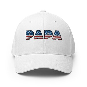 Papa hat, embroidered American flag structured hat, grandpa hat, papa, grandpa gifts, fathers day gifts.
