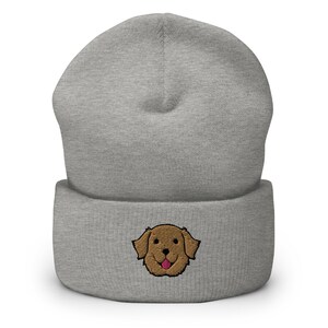 Golden retriever beanie, golden retriever smiling, embroidered unisexbeanie hat, golden mom, golden dad gifts.