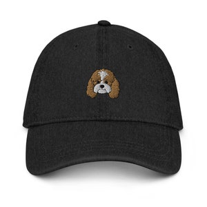 Cavapoo hat, embroidered unisex denim hat, cavapoo mom hat, cavapoo dad hat, cavapoo gifts, birthday, Christmas gift, Denim Hat