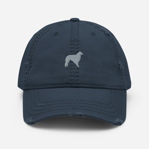 Borzoi dog hat, embroidered unisex Distressed Dad Hat, borzoi gifts, borzoi dog mom dad hat.
