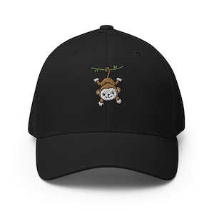 Monkey hat, kawaii monkey, embroidered unisex structured hat, monkey gifts.