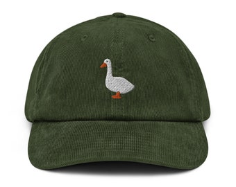 Goose hat, embroidered unisex Corduroy hat for adults, goose gifts, goose hats for men and women, ship from EU.