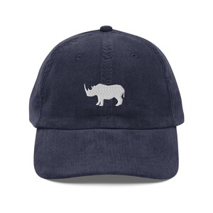 Rhino corduroy hat, embroidered rhinoceros hat, unisex corduroy hat, rhino gift.