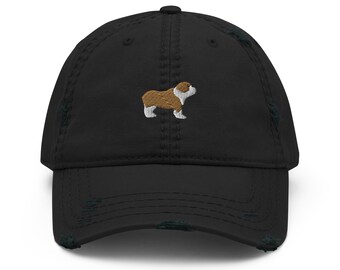 English bulldog hat, embroidered unisex distressed hat, English bulldog gift, English bulldog dog mom dad hat.