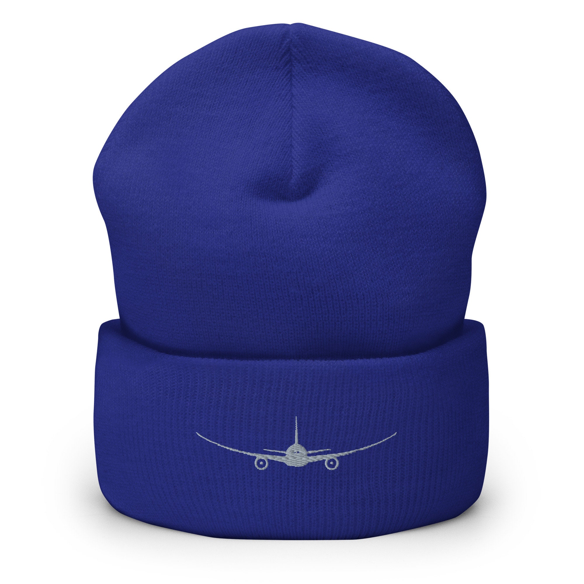 Airplane Beanie, Embroidered Unisex Cuffed Beanie, Airplane Hat