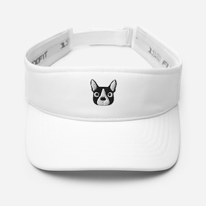 Boston terrier visor, embroidered unisex visor hat, boston terrier gift, summer hat, dog mom dad hat.