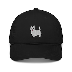 Westie dog hat, westie hat, embroidered unisex organic dad hat, west highland white terrier hat, westie mom hat, dad hat.
