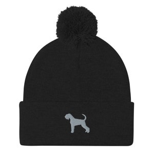 Gorro de schnauzer gigante, gorro con pompón bordado, para adultos, regalos de schnauzer, bordado gris, diseño clásico.